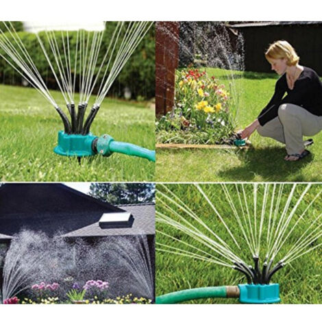 TRADE SHOP - Spruzzatore Acqua Giardino Irrigatore 360 Gradi Rotante 12 Tubi Innaffia Prato -