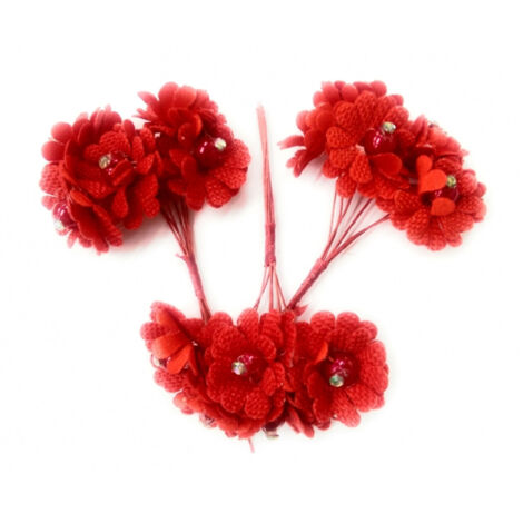 WINOMO 10 Fiori Artificiali Glitter Argento Per Albero Di Natale – Decorazioni Feste – PVC 15 Cm - 3