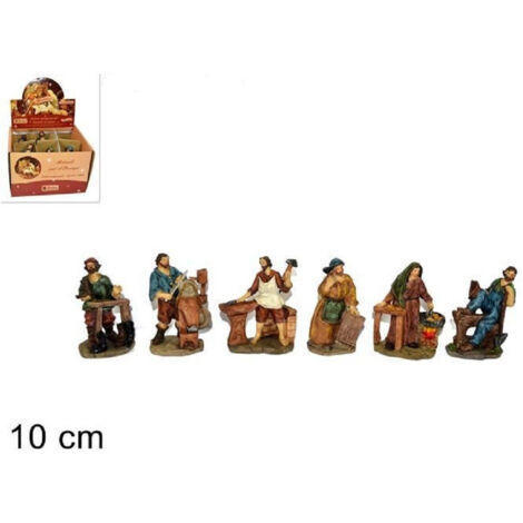 TRADE SHOP - Set 6pz Statuine Mestieri 10 Cm Per Presepe Modelli Assortiti Presepio Di Natale -
