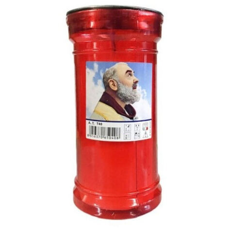 TRADE SHOP - Candela Di Cera 19 Cm T80 Padre Pio Luce Votiva Cero Lumino Votivo Antivento -