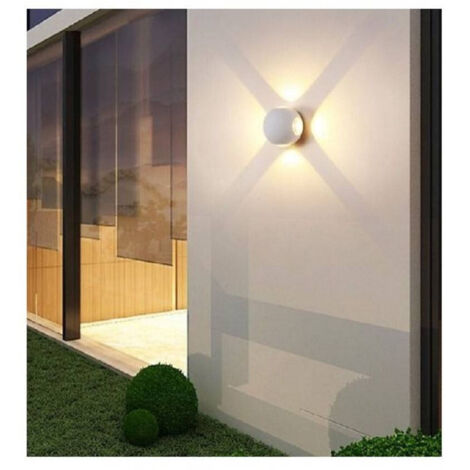 TRADE SHOP - Applique Muro A Sfera 4 Fasci Di Luce Esterno Bianco Luce 3000k 6000k 4000k Es58 - -Bianco Caldo -