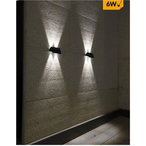 TRADE SHOP - Applique Biemissione Led Lampada Solare Parete Ip65 Luce 3000k 6500k Nero Yh0616 - -Bianco Freddo      -