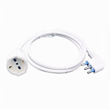 TRADE SHOP - Cavo Prolunga Con Spina 16a Presa Schuko Bivalente 3 Metri Colore Bianco 83286 -