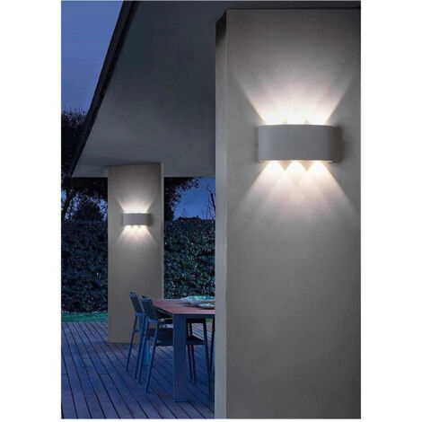 TRADE SHOP - Applique 16w Up&down Lampada Muro Grigio Esterno Ip65 Luce 4000k 3000k 6500k Es68 - -Bianco Naturale -