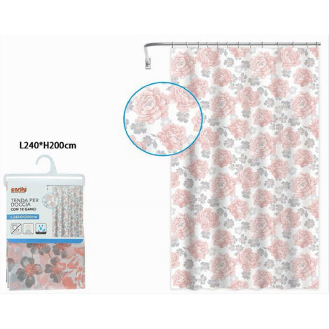 Tenda Moderna Per Doccia Vasca Da Bagno Impermeabile Pvc 12 Ganci Decorata Con Foglie 240x200 Cm 55460343