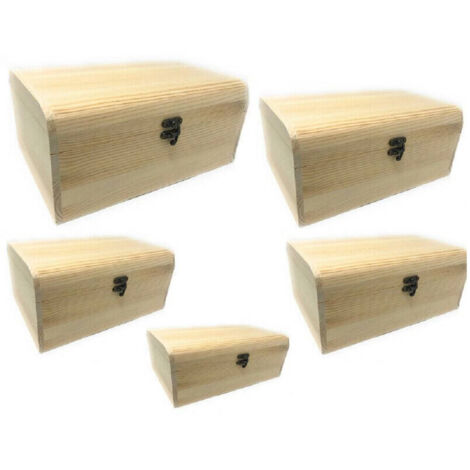 TRADE SHOP - Set 5 Scatole In Legno Matrioska Baule X Decoupage Scatola Cofanetto Portagioie -