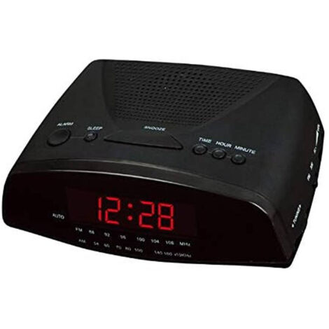 TRADE SHOP - Radiosveglia Digitale Radio Sveglia Cr-9905 Radio Pll Fm Con Display A Led Rossi -