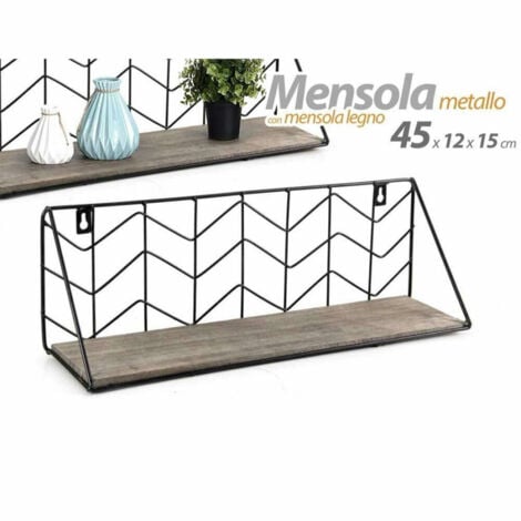 TrAdE Shop Traesio - Mensola Parete Rettangolare Mensola Scaffale Metallo E Legno Design Moderno -