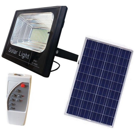 TRADE SHOP - Faro Pannello Energia Solare Faretto Led Luce Bianca Ip67 Con Telecomando - 10 Watt