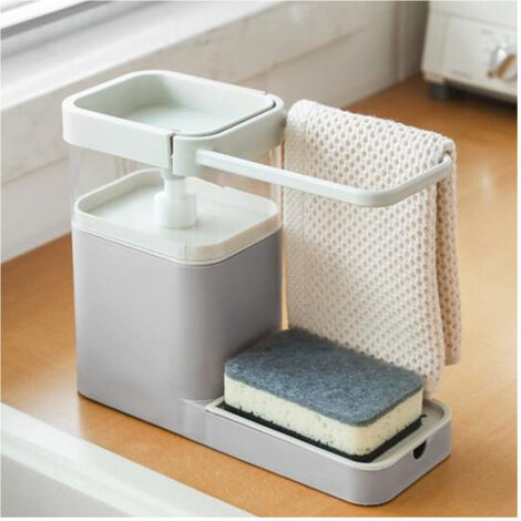 TrAdE Shop Traesio - Dispenser Porta Sapone Liquido Dosatore Organizer Per Lavello Lavabo 21x12x25x9 - (1/4)