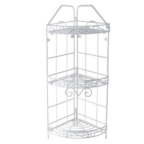 TRADE SHOP - Mensola Angoliera Angolare 3 Ripiani Porta Oggetti Bagno Metallo Bianco 52528 -