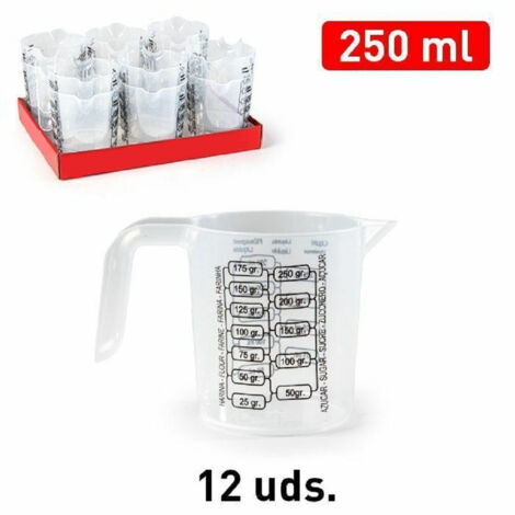 TRADE SHOP - Set 2 Pezzi Caraffa Brocca Plastica Graduata Misurino Dosatore Da 250 Ml 11774 -