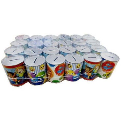 TRADE SHOP - Set 24 Pezzi Mini Salvadanai In Latta Porta Monete Banconote Soldi 9x11cm 500039 -