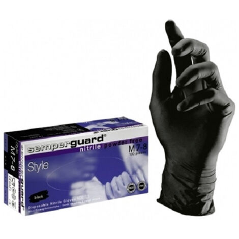 TrAdE Shop Traesio - Set 100 Guanti Da Esaminazione Usa E Getta Nitrile Nero Style Polvere Ambidestri -