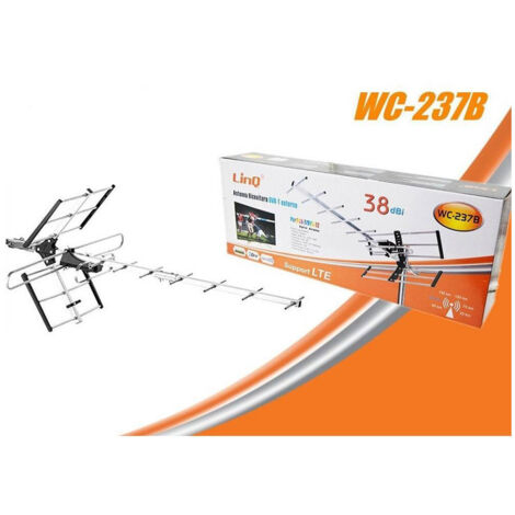 TRADE SHOP - Antenna Tv Uhf Dvb-t Dvb-t2 Digitale Esterno Amplificata Hdtv Lte 38dbi Wc-237b -