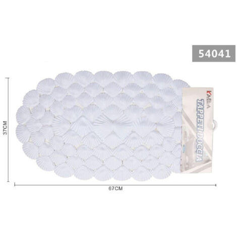 King Home TAPPETO INTERNO VASCA STONE BIANCO OVALE in PVC 67x34 cm