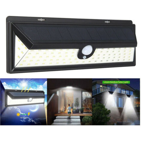 TRADE SHOP - Faro 190 Led Con Pannello Solare E Sensore Di Movimento Faretto Crepuscolare 30w -
