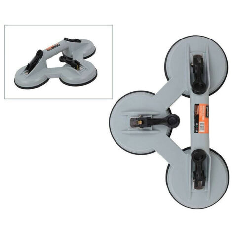 TrAdE Shop Traesio - Maniglia Tripla Ventosa Sollevare Lastre Vetro Specchio Portata 140kg Bloccaggio -
