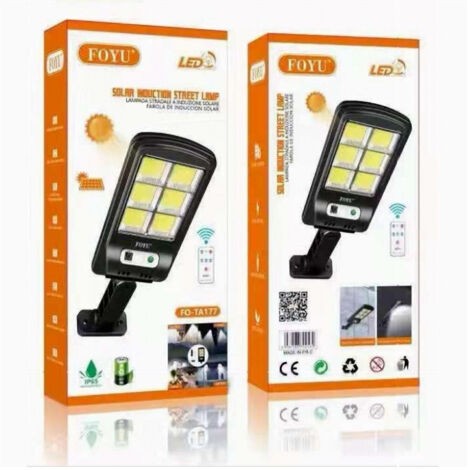 TRADE SHOP - 2 Pz Faro Lampione Stradale Con Pannello Solare Fotovoltaico 160 Led Cob Sensore -