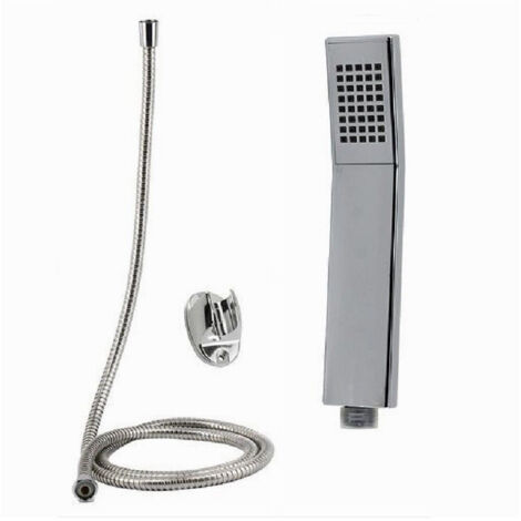 TRADE SHOP - Kit Doccetta Doccino Soffione Rettangolare Doccia Bagno 69088 Laccio 1,8mt Staffa -