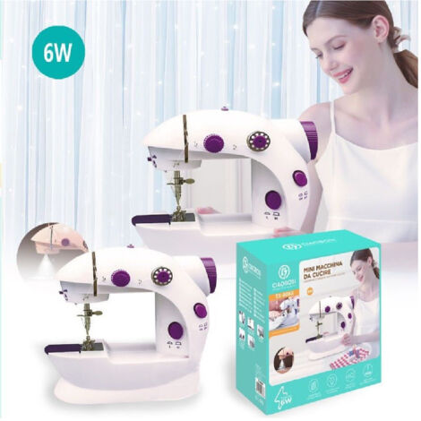 TRADE SHOP - Mini Macchina Da Cucire Portatile Cucito 6 Watt Tx-9063 Elettrica Con 2 Velocità -