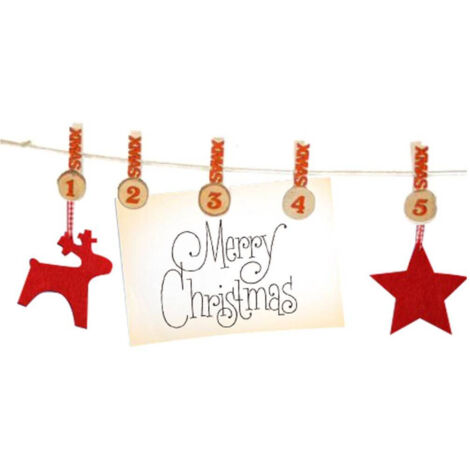 TRADE SHOP - Calendario Avvento Filo Ghirlanda Con Mollette Numero Decorazioni Natalizie -
