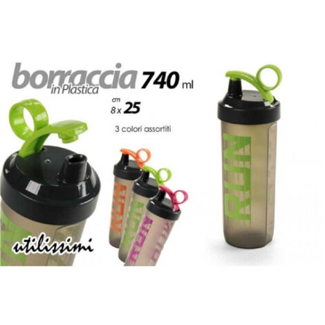 Kaela - Borraccia Bottiglia Run In Plastica 740ml 740cc 8x25cm 3 Colori Assortiti 844096 - (1/4)
