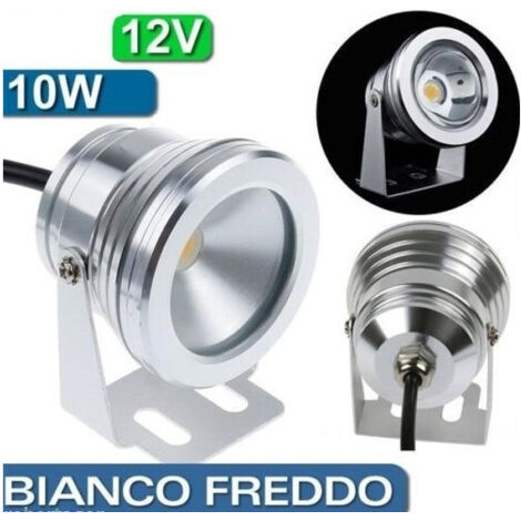 TRADE SHOP - Faretto Faro Cob A Led Bianco Freddo 10w 12v Per Esterno Ip65 Impermeabile - (1/4)
