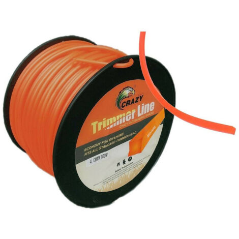 TRADE SHOP - Filo Per Decespugliatore Quadrato 4mm Bobina 100mt Tagliaerba Cavo Matassa Rosso -
