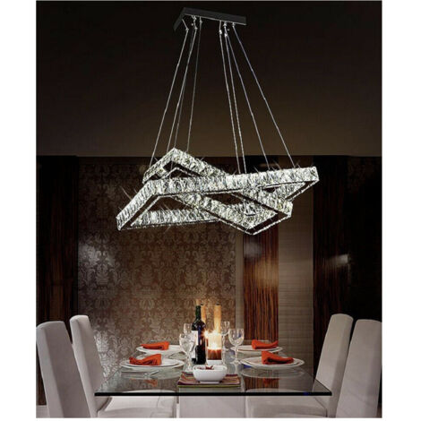 TRADE SHOP - Lampadario Moderno A Led 48w Con Cristalli Luce Bianchissima 6500k B12 -