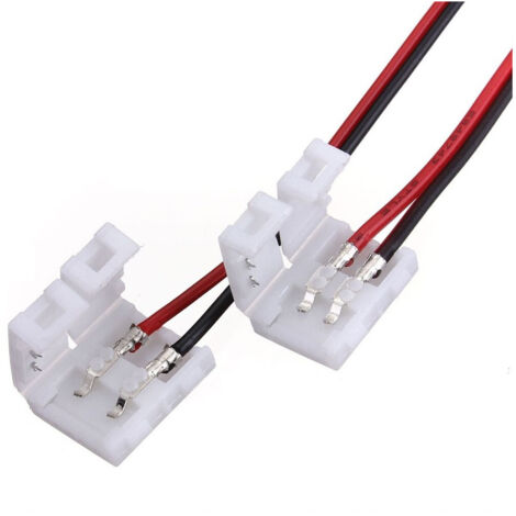 TRADE SHOP - 2x Connettore Singolo A Clip 8mm Per Striscia Strip Led Monocolore Smd -