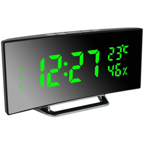 TRADE SHOP - Orologio Sveglia Digitale Con Datario Termometro Display A Specchio Da Tavolo -