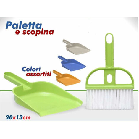 TRADE SHOP - Set Mini Scopa Scopina Con Paletta Pulizia Polvere Auto Ufficio Casa 20 X 13 Cm -