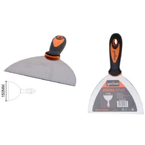 TRADE SHOP - Spatola Pareti In Acciaio 6" 150 Mm Manico Antiscivolo Comoda Impugnatura 90423 -