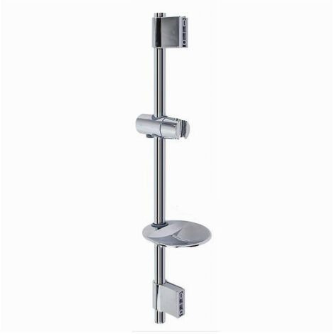 TRADE SHOP - Saliscendi Cromato Per Soffione Doccia Con Porta Sapone Bagno Moderno 60cm 79361 - (1/2)