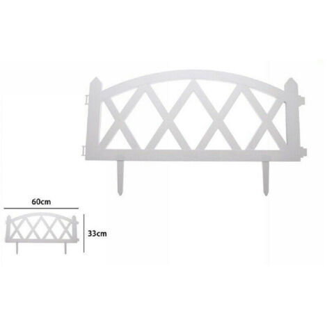 TRADE SHOP - Staccionata In Plastica Bianco Per Giardino Steccato Patio 60 X 33 Cm 63308 -