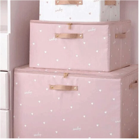 TRADE SHOP - Box Scatola Salvaspazio Armadio Contenitore Porta Oggetti Organizer 48x38x28 Cm - Rosa