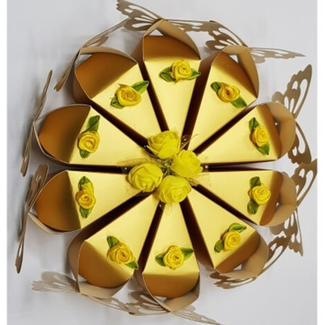 10 Scatoline Portaconfetti A Spicchio Di Torta Con Farfalla - Argento - Bomboniere Matrimonio E Comunione - 2