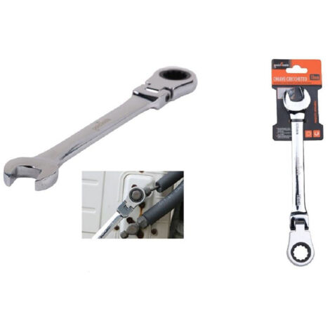 TRADE SHOP - Chiave A Cricchetto Combinata 18mm Testa Pieghevole Cromo Vanadio Utensile 91739 - (1/2)