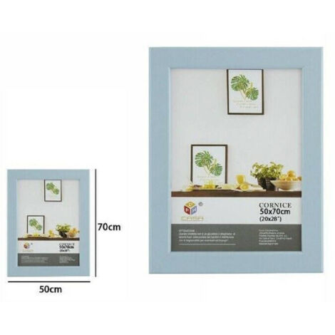 TRADE SHOP - Cornice Per Foto Fotografie Quadri Tele Dimensioni 50 X 70 Cm Azzurra -