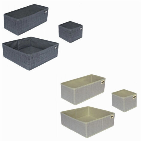 TRADE SHOP - Set 3 Pezzi Contenitore Scatola Organizer Salvaspazio Per Cassetti Armadi 59456 -