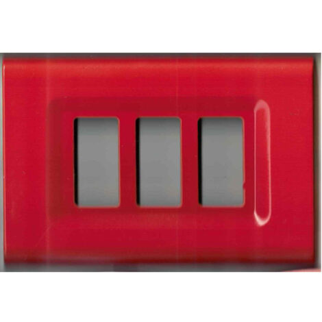TrAdE Shop Traesio - Placchette Placche In Abs Serie Magic Elite Bticino Compatibili Color Copriprese - Rosso -5 fori -