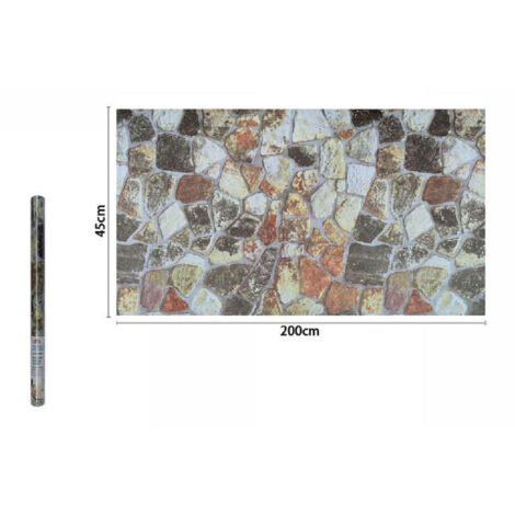 TRADE SHOP - Rotolo Pellicola Adesiva Pvc Effetto Pietre 45cmx2 Mt Mobili Casa Cassetti 71271 -