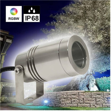 TrAdE Shop Traesio - Mini Faretto Led 24v Ip68 Rgb 4000k Staffa Orientabile 8w Dmx Rgbw Luce Giardino - (1/5)