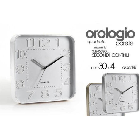 Kaela - Orologio 30x4cm Da Parete Quadrato Classico Moderno Silenzioso Colori Ass 684142 - (1/3)