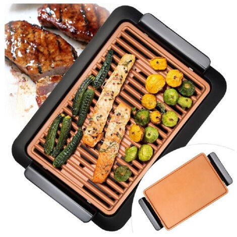TRADE SHOP - Griglia Elettrica Senza Fumo Grill Smokeless Rivestimento Ceramica Antiaderente -