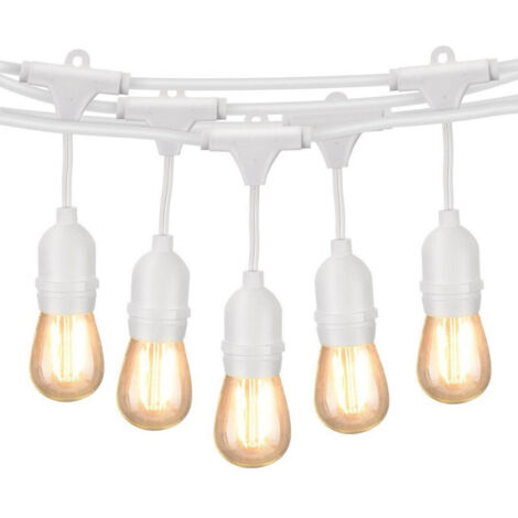 TrAdE Shop Traesio - Catena Luminosa Da Esterno Modulare 10 Lampadine E27 Cavo 10 Metri Ip65 Bianco -