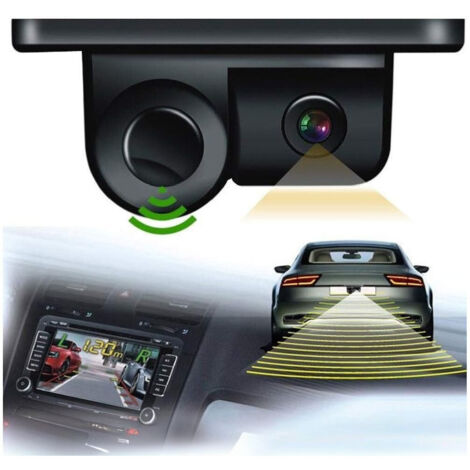 TRADE SHOP - Retrocamera Ac 201 Hd Telecamera Posteriore Sensore Parcheggio 2in1 Angolo 120° -