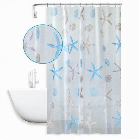 TRADE SHOP - Tenda Doccia Antimuffa Impermeabile 180 X 200cm Anelli Bagno Stelle Marine 59805 -