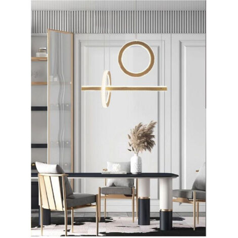 TRADE SHOP - Lampadario Led 80w A Sospensione Luce 6500k 4000k Effetto Cristallo Moderno Lp-23 - Oro-Bianco Naturale -